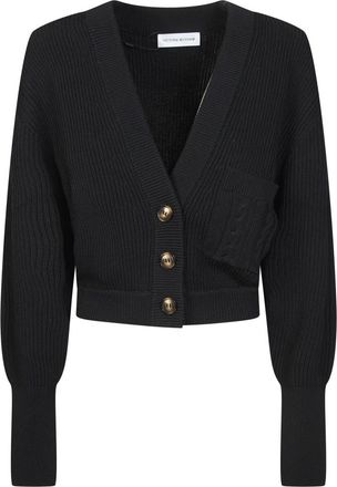 Victoria Beckham Cropped Vest - Dames - Vesten - Zwart - M - Truien & Vesten