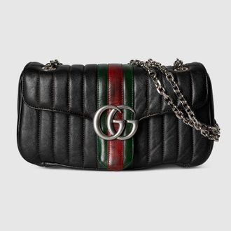 Gucci Jetset GG Marmont Medium Shoulder Bag, Black, Leather