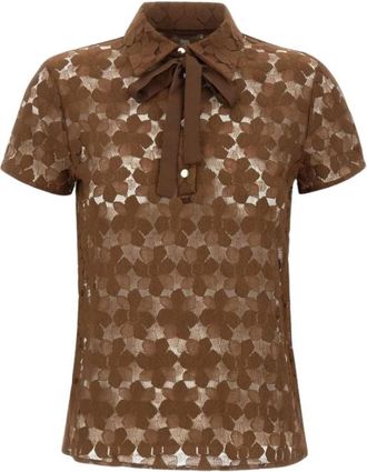 Max Mara Mstvello Lace T-shirt - Dames - Polos - Bruin - L - Katoen - Tops