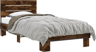 vidaXL Estructura De Cama Con Cabecero Roble Ahumado 80 X 200 Cm Vidaxl