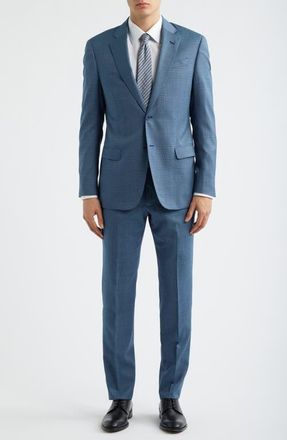 Emporio Armani Teal Microcheck Virgin Wool Suit at Nordstrom, Size 40 Us