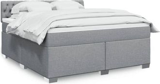 vidaXL Vidaxl - Cama Box Spring Con Colch&oacute;n Tela Gris Claro 180x200 Cm