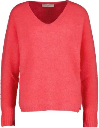 Am&eacute;lie & Am&eacute;lie Koraal Fluo Gebreide kleding - Dames - V-hals truien - Rood - ONE Size - Truien & Vesten