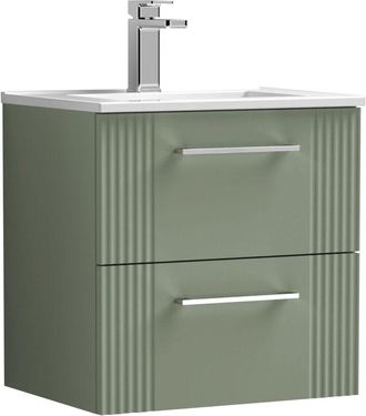 Nuie Nuie - Deco Wall Hung 2-Drawer Vanity Unit with Basin-2 500mm Wide - Satin Green