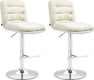 Clp Clp - Lote De 2 Taburetes De Bar De Tela Damar Crema Cromado