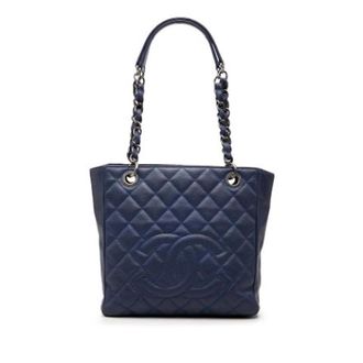 Chanel Pre-owned Petite Shopping Tote - Dames - Pre-owned - Blauw - Maat: ONE Size Leer