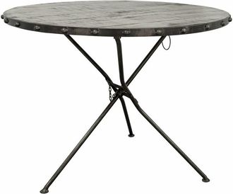 Massivmoebel24 tavolo da pranzo in legno di Mango 100x100x80 grigio scuro laccato HEAVY INDUSTRY 156