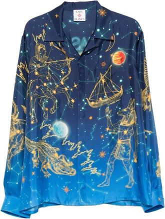 Casablanca Astro Shirt - Heren - Casual Overhemden - Blauw - L - Overhemden