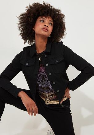 Joe Browns Essential Stretch Denim Jacket in Black at Nordstrom, Size 16