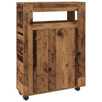 Berkfield Home Narrow Bathroom Cabinet with Wheels Old Wood Engineered Wood in Brown