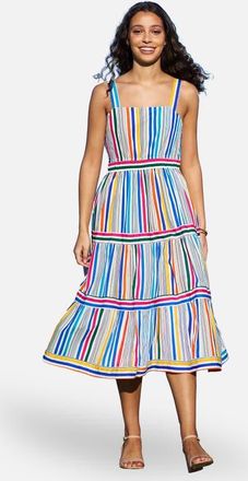 Yumi Stripe Cotton Midi Sun Dress in Multi at Nordstrom, Size 12