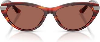Ferrari 56mm Cat Eye Sunglasses in Striped Brown /Brown at Nordstrom