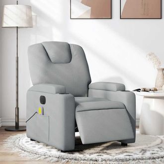vidaXL Sill&oacute;n Reclinable De Masaje El&eacute;ctrico Tela Gris Claro Vidaxl