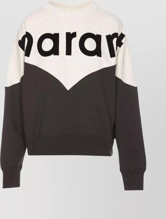Isabel Marant cotton blend two tone logo print crew neck sweatshirt