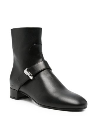 Emporio Armani Leather Block Heel Boot - Black