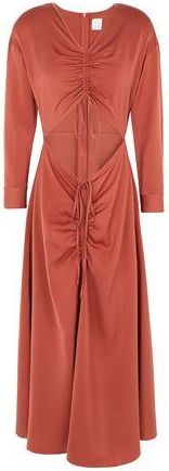 8 by YOOX FLUID CUT-OUT LONG DRESS W/DRAWSTRING DETAIL