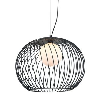 Netlighting Modern Hanging Pendant Black 1 Light with White Shade E27