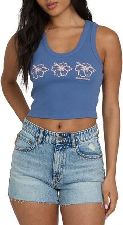 Billabong Headed to Sea Graphic Rib Knit Crop Tank in Dutch Blue at Nordstrom, Size X-Small