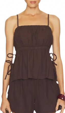 bobi Side Tie Cami In Dark Fig