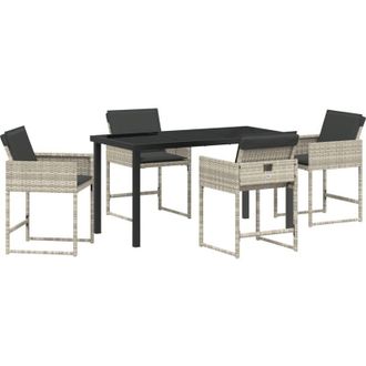 vidaXL Conjunto De Comedor De Jard&iacute;n 5 Pcs Gris Claro Polirat&aacute;n Vidaxl