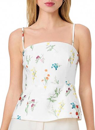 French Connection Christine Peplum Top In White