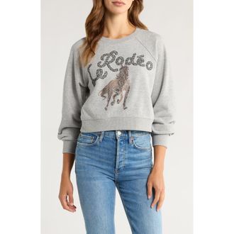 Cinq &agrave; Sept Jennifer Le Rodeo Beaded Cotton Blend Sweatshirt in Heather Grey at Nordstrom Rack, Size Large