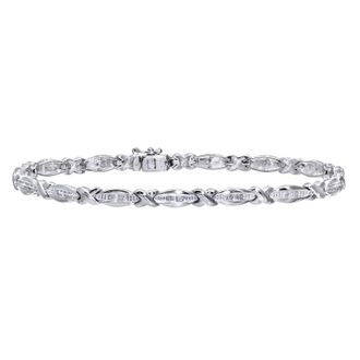 Diamant L'éternel Womens 9ct White Gold 0.15ct Diamond Kiss And Bar Bracelet - One Size