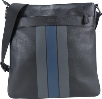 Coach Black Gray Navy Leather Shoulder Bag (Pre-Owned)