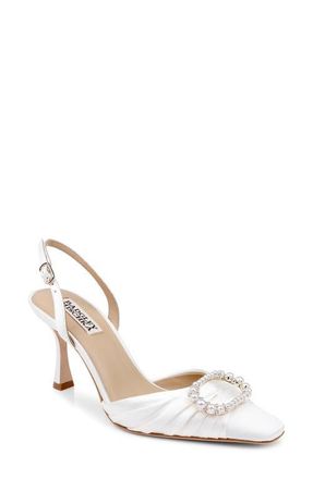 Badgley Mischka Oakville Slingback Pump in White Satin at Nordstrom, Size 7.5