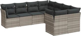 vidaXL Vidaxl - Set De Sof&aacute;s De Jard&iacute;n 8 Pzas Y Cojines Rat&aacute;n Sint&eacute;tico Gris