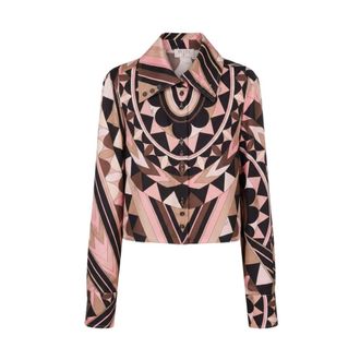 Pucci Shirts, female, Multicolor, Size: 2XS Maglia di seta con stampa geometrica