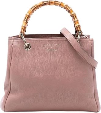 Gucci Pre-owned Bamboo Shopper Satchel - Dames - Vintage Handtas - Roze - ONE Size - Leer - Vintage