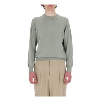 Barba Round-neck Knitwear, male, Green, Size: XL Round-neck Cotton Sweater