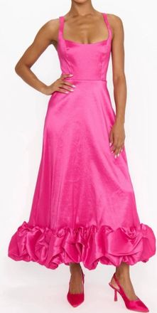 Show me your Mumu Rebecca Midi Dress In Dragonfruit Taffeta