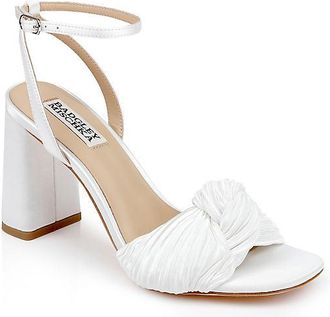 Badgley Mischka Dafne Satin Open-Toe Block Heels