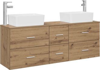 vidaXL Juego De Muebles De Ba&ntilde;o 3 Uds. Roble Artisan 53 X 34,5 X 63 Cm Vidaxl