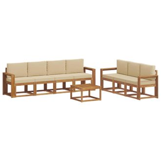 vidaXL Conjunto De Sof&aacute;s De Exterior Con Coj&iacute;n 8 Pcs Natural Y Beige Vidaxl