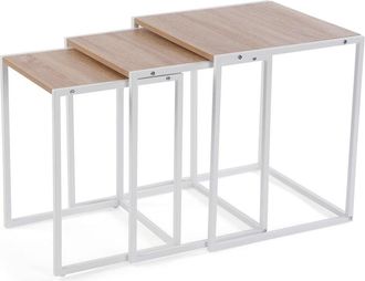 VERSA Mesa auxiliar (set de 3) en madera aglomerada blanco