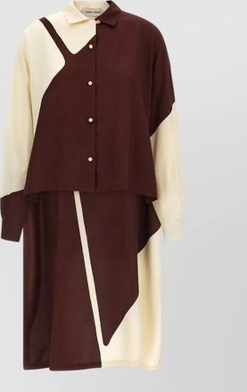 Alberta Ferretti asymmetric long sleeve color block shirt dress