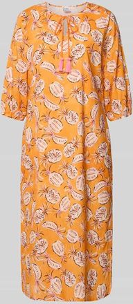 Emily van den Bergh Midikleid mit Schl&uuml;sselloch-Ausschnitt und 3/4-Arm in Orange, Gr&ouml;&szlig;e 36