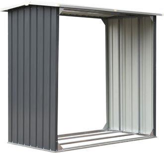 vidaXL Vidaxl - Casetilla Para Le&ntilde;a Acero Galvanizado Gris 172x91x154 Cm