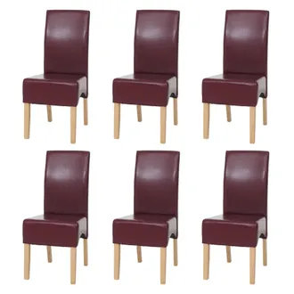 Hhg Non Utilizzato] Set 6x Sedie Soggiorno Moderno Elegante Latina Pelle Per Sala Da Pranzo Rosso Gambe Chiare