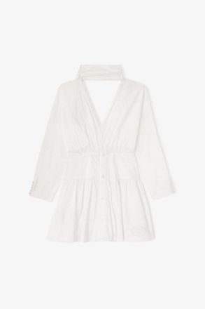 Ganni White Dress in Cotton - Size 10/12 Organic