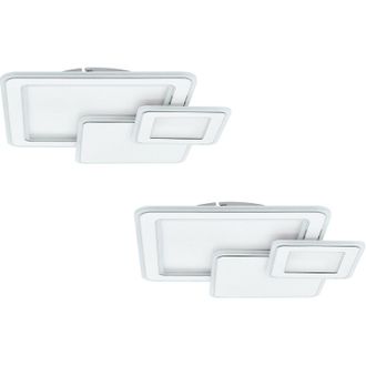 Loops 2 PACK Wall Flush Ceiling Light Colour White Chrome Shade White Plastic LED 50W