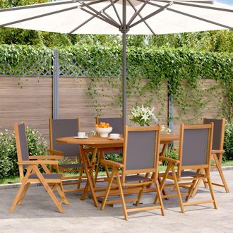 vidaXL Vidaxl - Sillas De Jard&iacute;n Reclinables 6 Uds Tela Madera Maciza Antracita