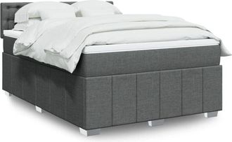 vidaXL Vidaxl - Cama Box Spring Con Colch&oacute;n Tela Gris Oscuro 160x200 Cm