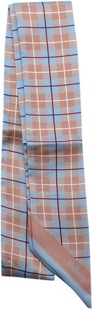 Mulberry Brown and Blue Check Printed Slim Twilly
