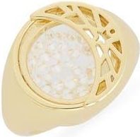 Covet Moon Cubic Zirconia Shaker Signet Ring in Clear/Gold at Nordstrom Rack, Size 8
