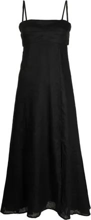 Faithfull The Brand square-neck linen midi dress - women - Rayon/Linen/Flax - M - Black