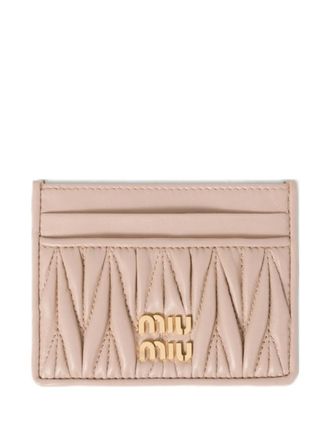 Miu Miu Matelass&eacute; nappa leather card holder - Roze